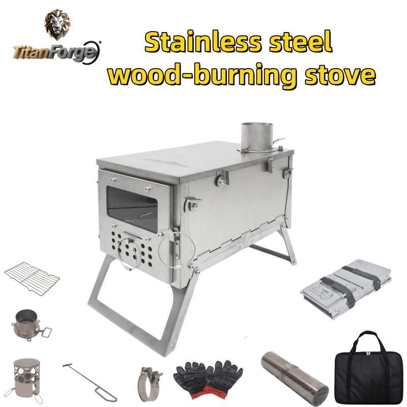 Hunting Outdoor Stores - Katlanır Odun Sobası, Paslanmaz Çelik, Taşınabilir