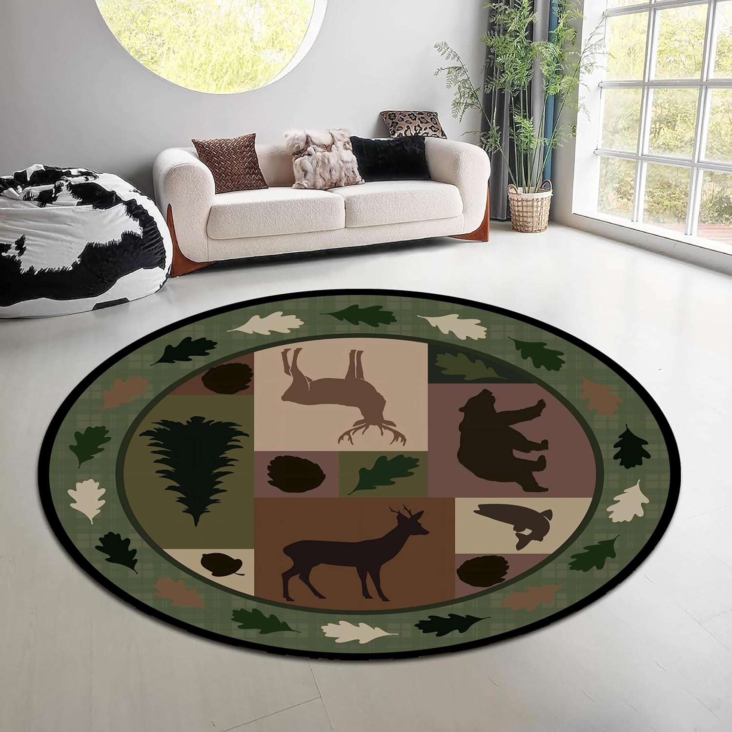 Vintage Doğa Ormanı Yuvarlak H - Hunting Outdoor Rug incelemesi ve fiyatı